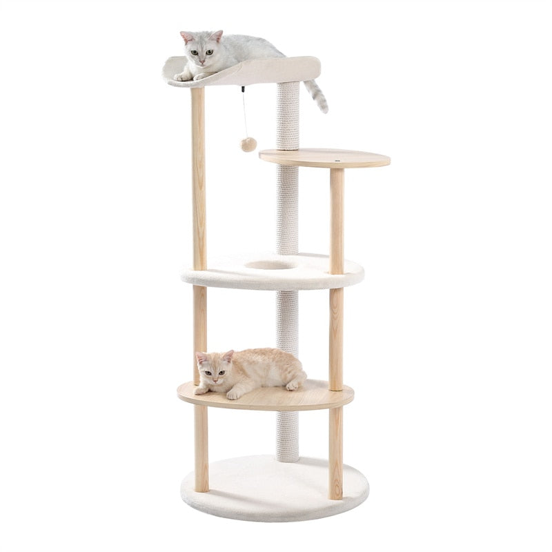 Luxury Cat Tree Large Climbing Frame Multi-Layer Scratching Post Resistant Sisal Cat Tree with Hanging Ball Kittern Playground